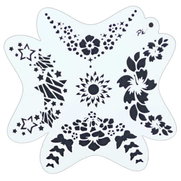 FRISBEE Face Painting Stencil - Flowers and Stars B1