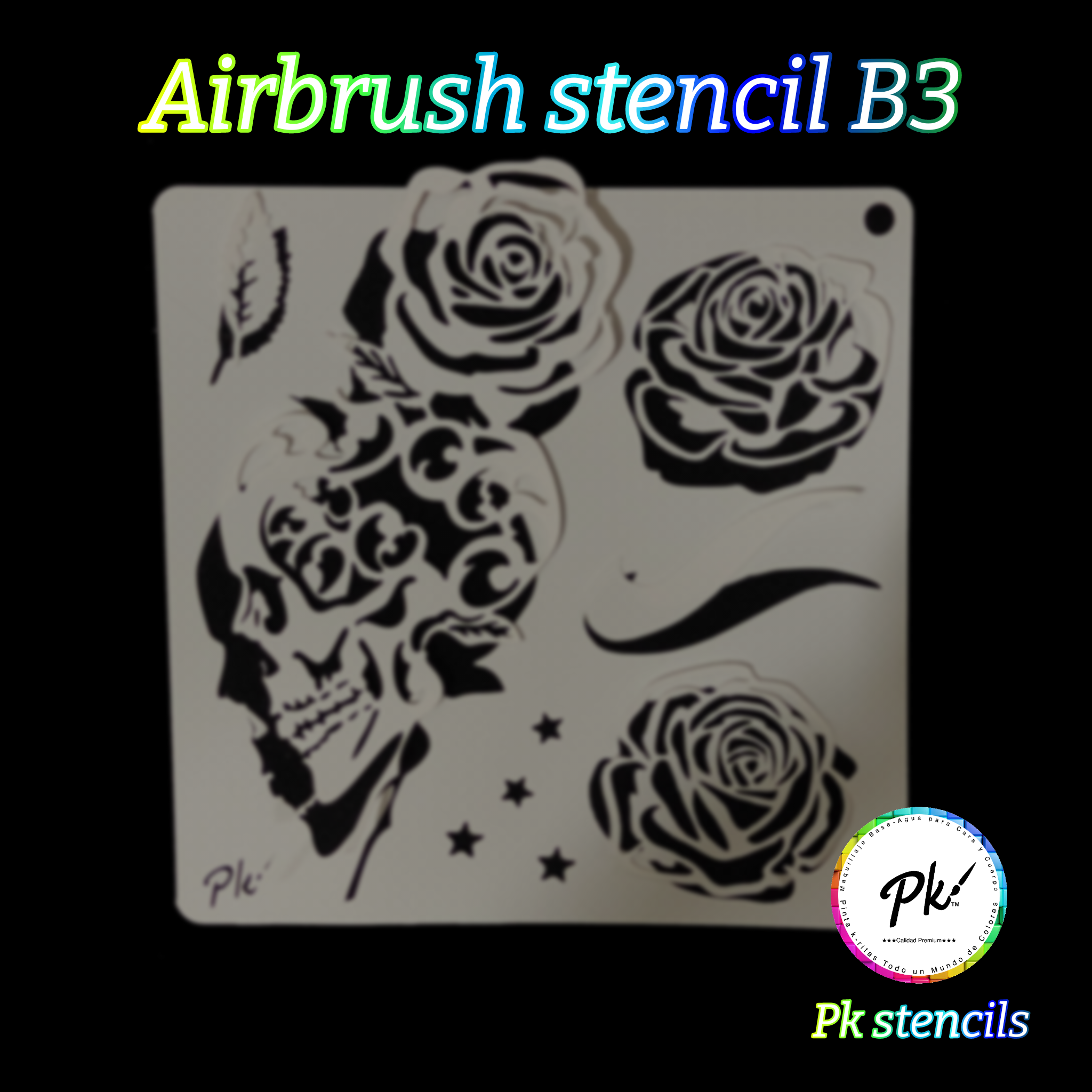 FRISBEE New Airbrush Stencil - Skulls and Roses B3