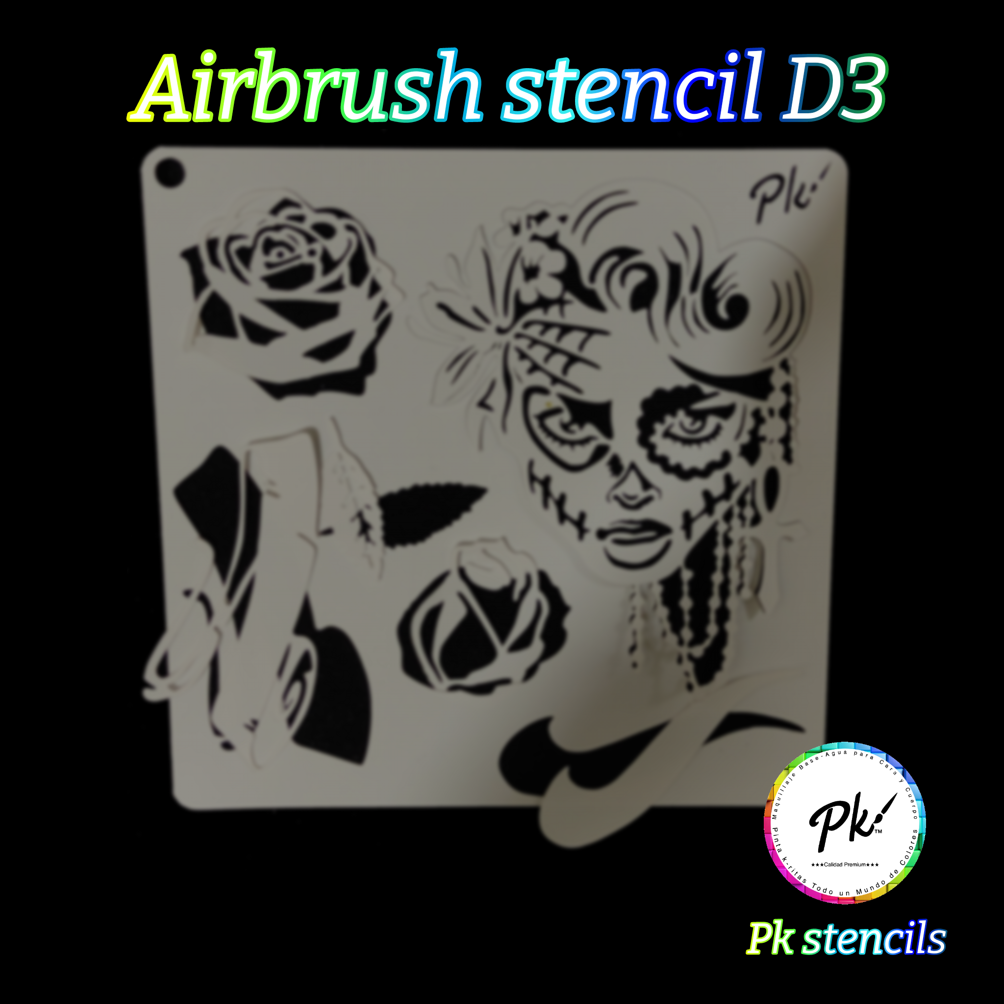 FRISBEE New Airbrush Stencil - Dia de los Muertos D3