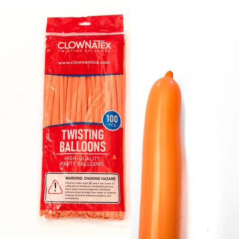 Clownatex 260 Twisting Balloons - Orange (100/bag)