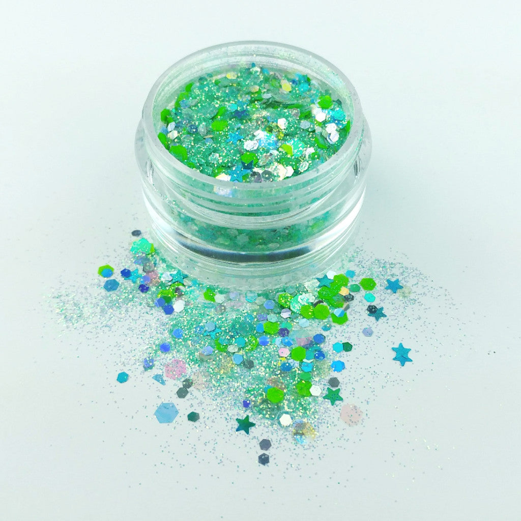 Metallic Green Glitter//tropic Thunder//chunky Glitter Mix//teal  Glitter//solvent Resistant//tumbler Glitter//nail Art Glitter//bulk Glitter  